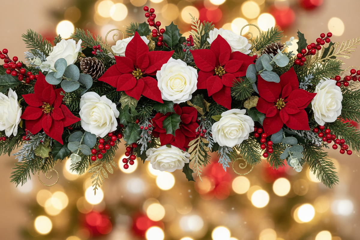 create christmas flowers banner with no branding